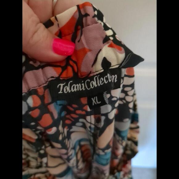 Tolani Collection Analia Two Piece Sleep Set w Velvet Trim Black/Monarch Sz XL - Picture 4 of 6